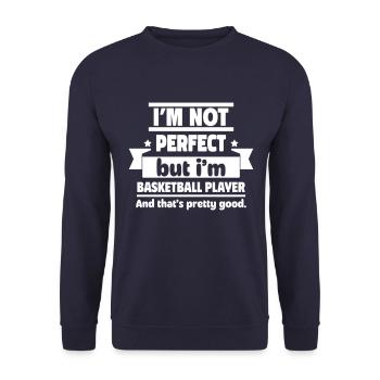 Ich bin nicht perfekt, aber ich bin Basketballer - Unisex Pullover - Navy - Vorne - Alina (178cm) & Michal (187cm)