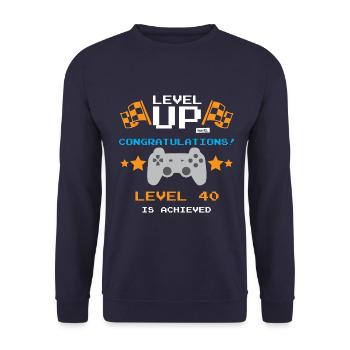 Level Up Congratulations Level 40 Achieved 40 Gebu - Unisex Sweatshirt - navy - Front - Alina (178cm) & Michal (187cm)