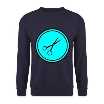 Schere Barber Kreis - Unisex Pullover - Navy - Vorne - Alina (178cm) & Michal (187cm)