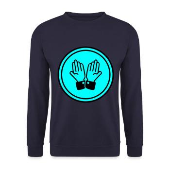 Hände Beten Kreis - Unisex Pullover - Navy - Vorne - Alina (178cm) & Michal (187cm)