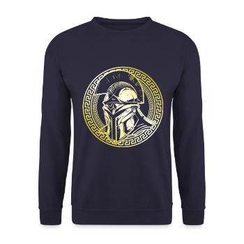 Casque Spartan Gladiator Gold Fighter Gym - Sweat-shirt Unisexe - marine - Devant - Alina (178cm) & Michal (187cm)