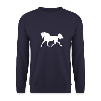 Pferd Silhouette weiß - Unisex Pullover - Navy - Vorne - Alina (178cm) & Michal (187cm)