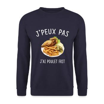 Ich rieche nicht, ich habe gebratenes Huhn - Unisex Pullover - Navy - Vorne - Alina (178cm) & Michal (187cm)