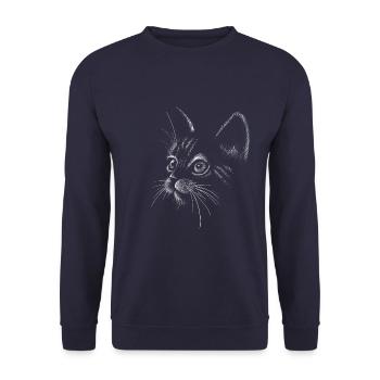 Cat cat face cat lover cat lady sweet - Unisex Sweatshirt - navy - Front - Alina (178cm) & Michal (187cm)