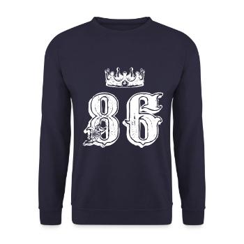 86 Zahl Krone - Unisex Pullover - Navy - Vorne - Alina (178cm) & Michal (187cm)