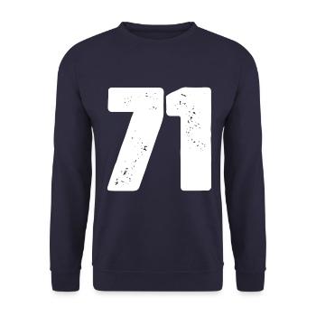 71 Zahl Trikot - Unisex Pullover - Navy - Vorne - Alina (178cm) & Michal (187cm)