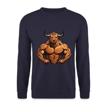 Bulle Stier Muskeln Beast Gym Martial Arts MMA - Unisex Pullover - Navy - Vorne - Alina (178cm) & Michal (187cm)