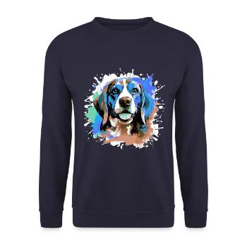 Beagle Dog Head Portrait Colorful - Unisex Sweatshirt - navy - Front - Alina (178cm) & Michal (187cm)