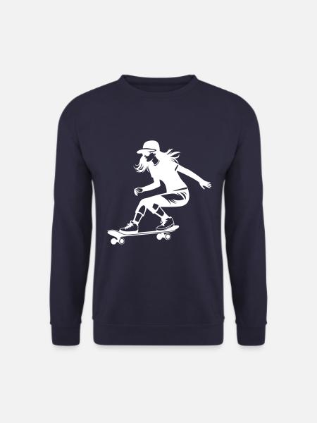 Skateboarding Frau Silhouette Skateboard - Unisex Pullover - Navy