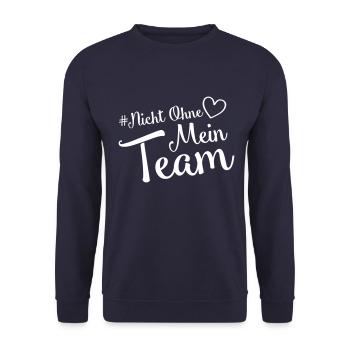 nicht ohne mein team herz - Unisex Pullover - Navy - Vorne - Alina (178cm) & Michal (187cm)