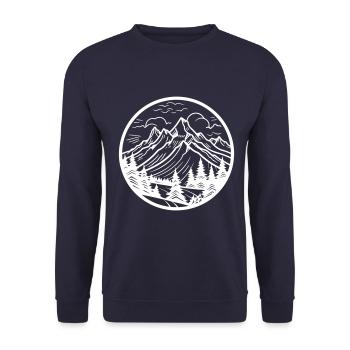 Mountains Landscape Symbol - Unisex Sweatshirt - navy - Front - Alina (178cm) & Michal (187cm)