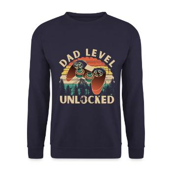 Papa-Level ungetaktet - Unisex Pullover - Navy - Vorne - Alina (178cm) & Michal (187cm)