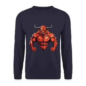 Bulle Stier Beast Bodybuilding Martial Arts MMA - Unisex Pullover - Navy - Vorne - Alina (178cm) & Michal (187cm)