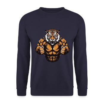 Tiger Muscles MMA Fighter Beast - Unisex Sweatshirt - navy - Front - Alina (178cm) & Michal (187cm)