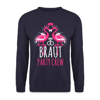Braut Party Crew JGA Flamingos Eheringe Diamant - Unisex Pullover - Navy - Vorne - Alina (178cm) & Michal (187cm)