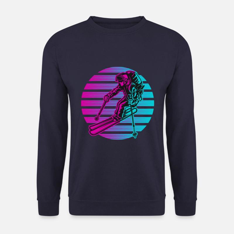 Ski Skiurlaub Skifahrer Neon - Unisex Pullover - Navy