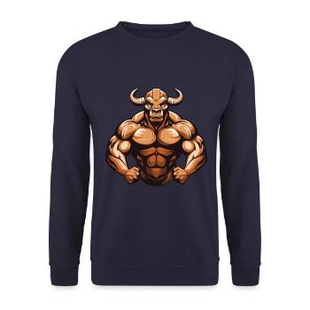 Bulle Stier Muskeln Beast Gym Martial Arts MMA - Unisex Pullover - Navy - Vorne - Alina (178cm) & Michal (187cm)