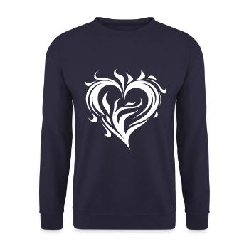 Cœur Feu Amour - Sweat-shirt Unisexe - marine - Devant - Alina (178cm) & Michal (187cm)