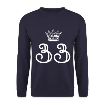 33 Zahl Krone - Unisex Pullover - Navy - Vorne - Alina (178cm) & Michal (187cm)