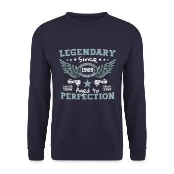 Legendary since 1989 33rd birthday gift - Unisex Sweatshirt - navy - Front - Alina (178cm) & Michal (187cm)