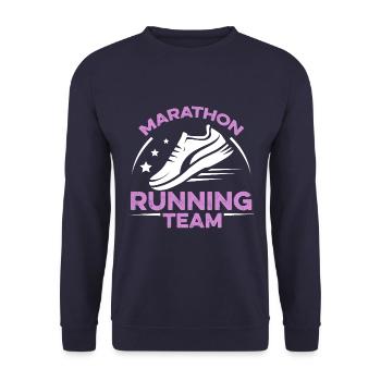 marathon running team - Unisex Sweatshirt - navy - Front - Alina (178cm) & Michal (187cm)