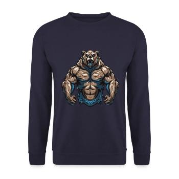 Ours Grizzly Beast Musculation Muscles - Sweat-shirt Unisexe - marine - Devant - Alina (178cm) & Michal (187cm)