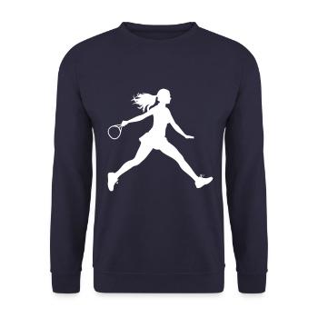 Tennis Spielerin Silhouette - Unisex Pullover - Navy - Vorne - Alina (178cm) & Michal (187cm)