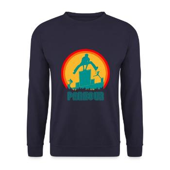Parkour Sport Freerunning Retro Vintage - Unisex Sweatshirt - navy - Front - Alina (178cm) & Michal (187cm)