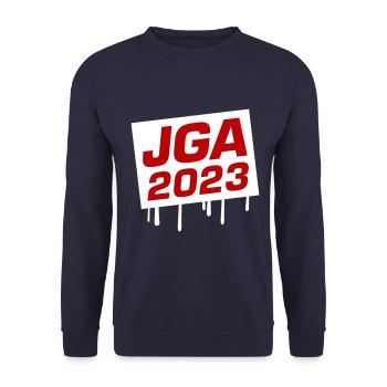 Jga 2023 Junggesellenabschied - Unisex Pullover - Navy - Vorne - Alina (178cm) & Michal (187cm)