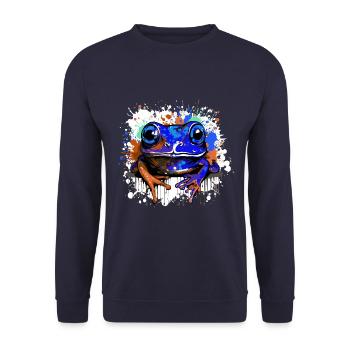 Frosch Bunt - Unisex Pullover - Navy - Vorne - Alina (178cm) & Michal (187cm)