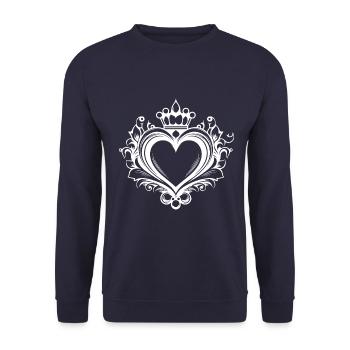 Heart Symbol Crown - Unisex Sweatshirt - navy - Front - Alina (178cm) & Michal (187cm)