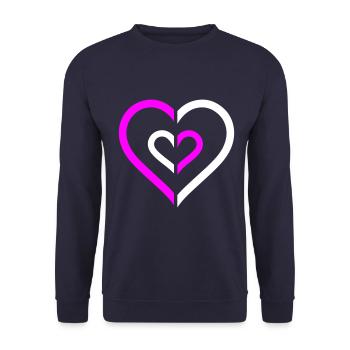 Herz Symbol Liebe - Unisex Pullover - Navy - Vorne - Alina (178cm) & Michal (187cm)