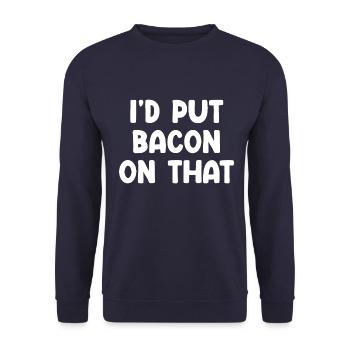 I'd Put Bacon On That - Unisex Pullover - Navy - Vorne - Alina (178cm) & Michal (187cm)