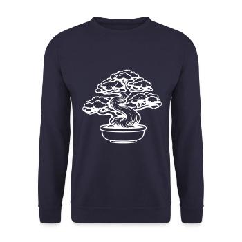 Bonsai Tree Symbol - Unisex Sweatshirt - navy - Front - Alina (178cm) & Michal (187cm)