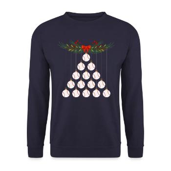 Baseball Christbaum - Unisex Pullover - Navy - Vorne - Alina (178cm) & Michal (187cm)