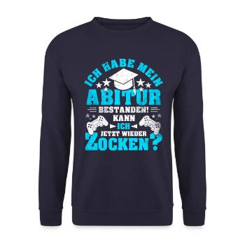 Abitur Abi Abschluss Schule Gamer Gaming Geschenk - Unisex Pullover - Navy - Vorne - Alina (178cm) & Michal (187cm)