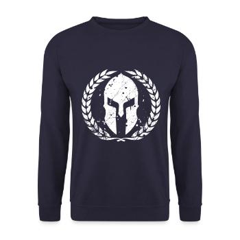 Casque de Sparte Mythologie Guerrier Gladiateur - Sweat-shirt Unisexe - marine - Devant - Alina (178cm) & Michal (187cm)