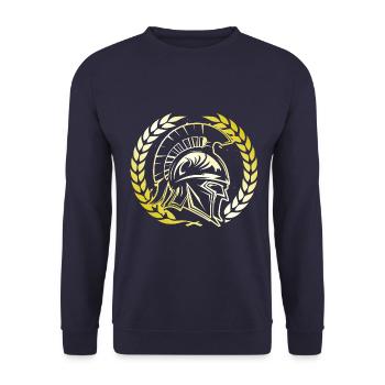 Casque Spartan Warrior Gold Gladiator Gym - Sweat-shirt Unisexe - marine - Devant - Alina (178cm) & Michal (187cm)