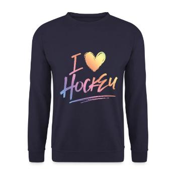 I love hockey - Unisex Sweatshirt - navy - Front - Alina (178cm) & Michal (187cm)