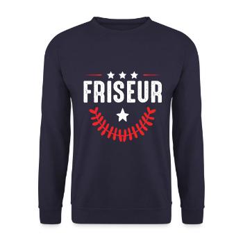 Friseur Beruf - Unisex Pullover - Navy - Vorne - Alina (178cm) & Michal (187cm)