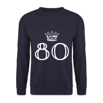 80 Zahl Krone - Unisex Pullover - Navy - Vorne - Alina (178cm) & Michal (187cm)