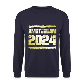 Amsterdam 2024 Gold - Unisex Sweatshirt - navy - Front - Alina (178cm) & Michal (187cm)