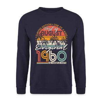 Août 1960 Vintage Anniversaire Rétro - Sweat-shirt Unisexe - marine - Devant - Alina (178cm) & Michal (187cm)