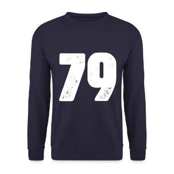 79 Number jersey - Unisex Sweatshirt - navy - Front - Alina (178cm) & Michal (187cm)