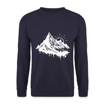 Mountains Silhouette Nature Symbol - Unisex Sweatshirt - navy - Front - Alina (178cm) & Michal (187cm)