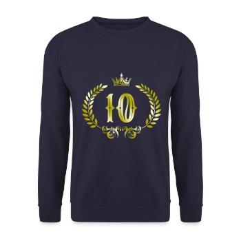 10 Zahl Kranz - Unisex Pullover - Navy - Vorne - Alina (178cm) & Michal (187cm)