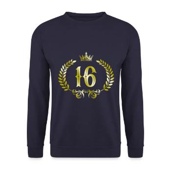 16 Couronne de chiffres - Sweat-shirt Unisexe - marine - Devant - Alina (178cm) & Michal (187cm)