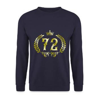 72 Zahl Kranz - Unisex Pullover - Navy - Vorne - Alina (178cm) & Michal (187cm)