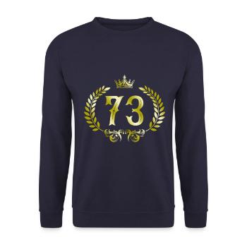 73 Zahl Kranz - Unisex Pullover - Navy - Vorne - Alina (178cm) & Michal (187cm)