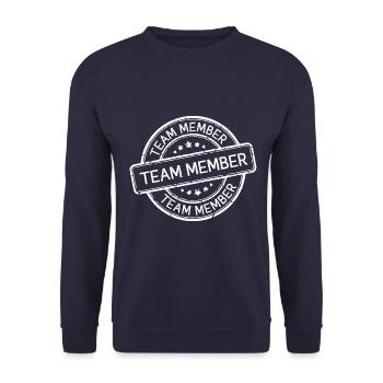 Team Mitglied - Unisex Pullover - Navy - Vorne - Alina (178cm) & Michal (187cm)
